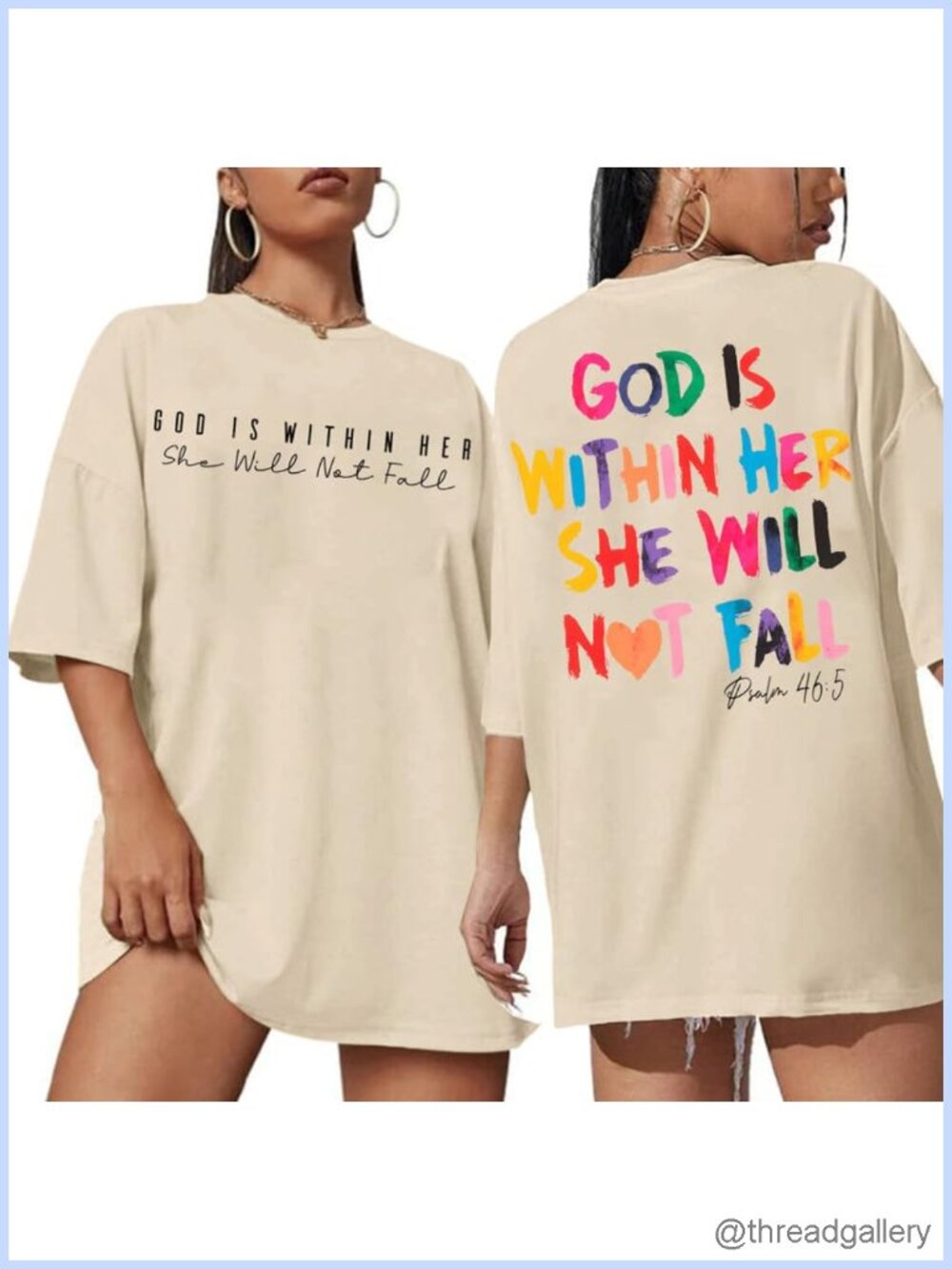 Oversized Christian Graphic Tee Women Faith Bible Verse Cotton T-Shirt
